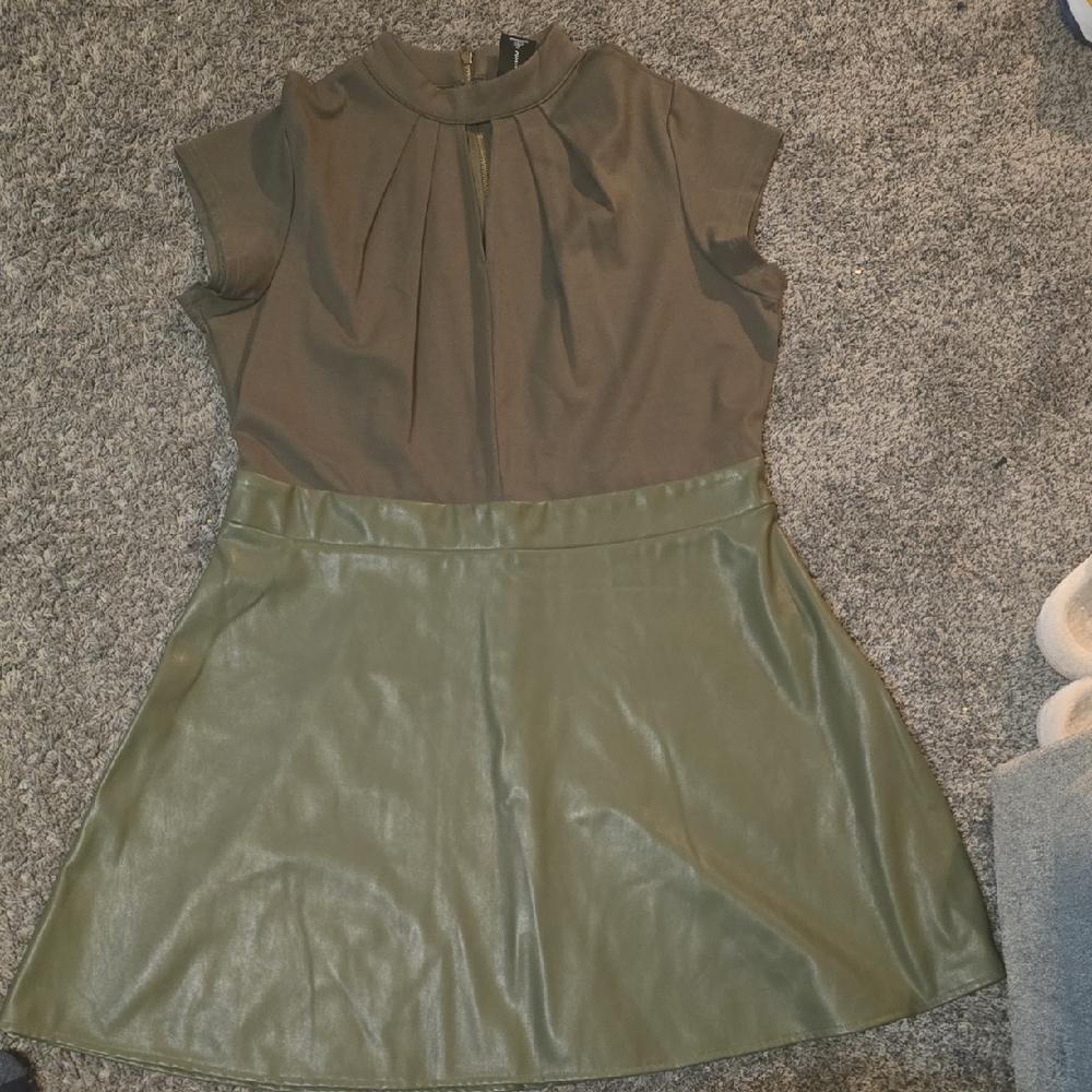Ashley Stewart Khaki and Olive Mini Dress